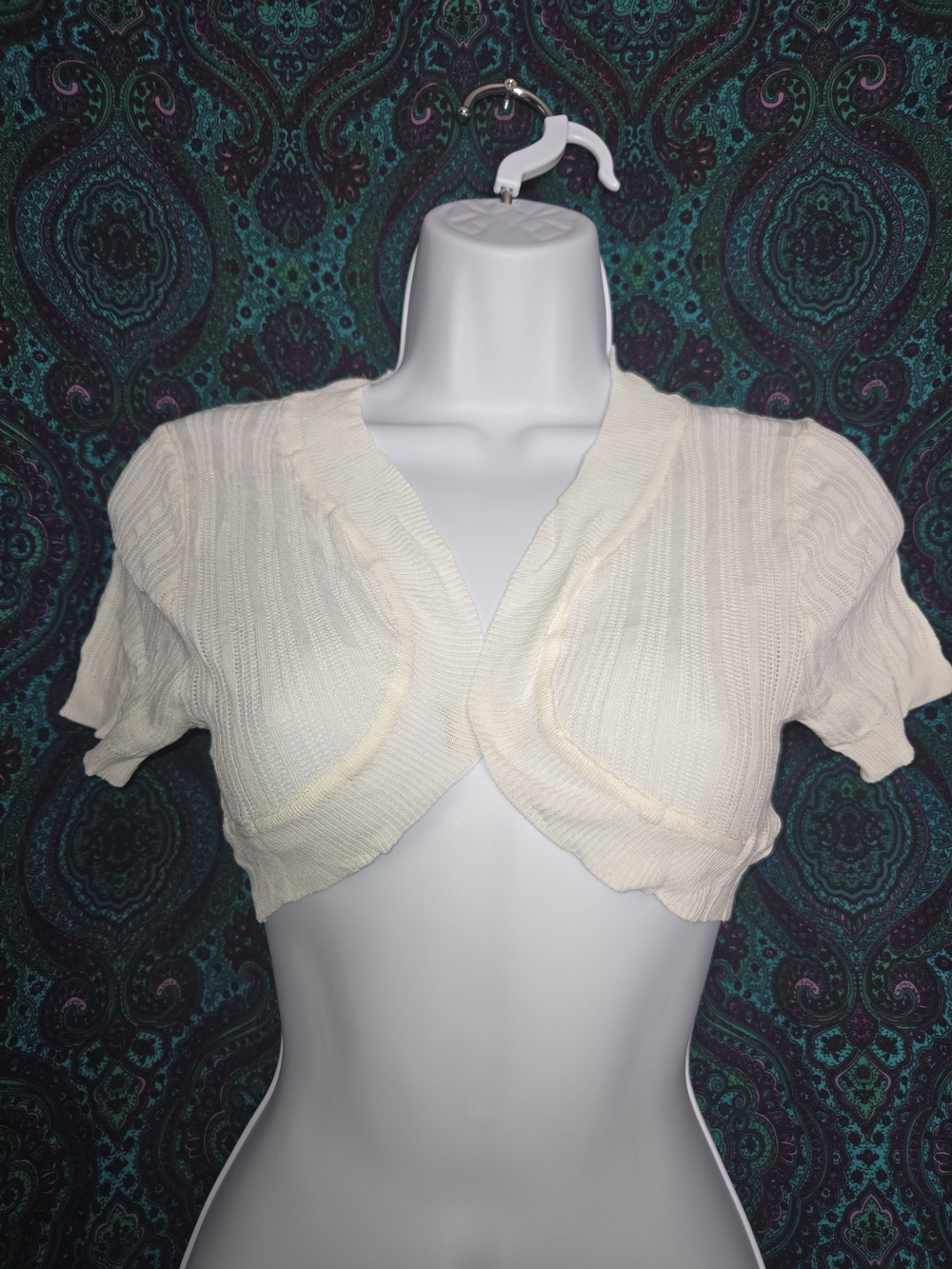 SHEIN Cream Knit Cropped Bolero Shrug